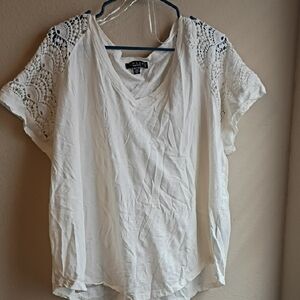 Grace Ivory Crochet Sleeve Top